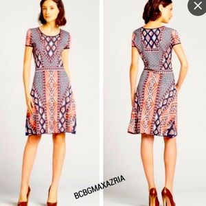 🔥 BCBG WOVEN SILK & COTTON TRIBAL BOHO STRETCH DRESS SIZE S Retail. $119